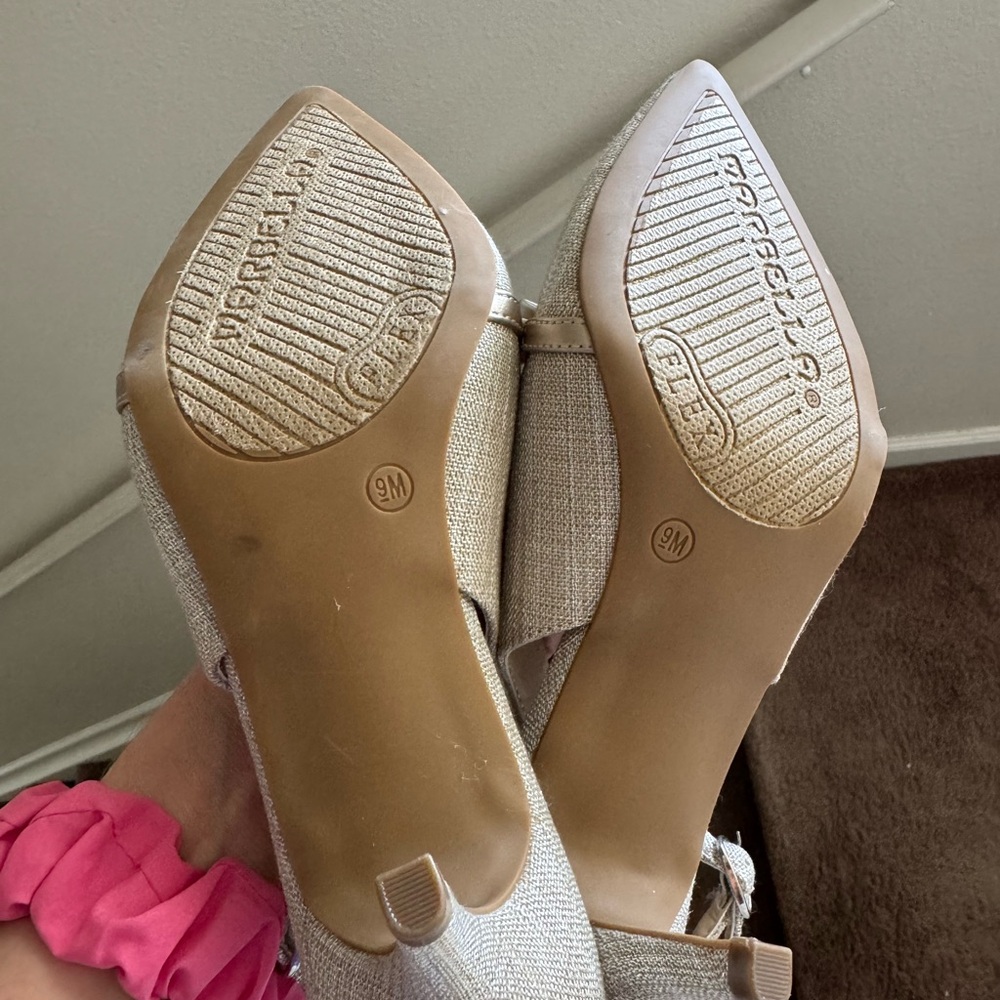 Marbella Beige Neutral Kitten Heel Sling Backs Bow Size 9 NEW - Picture 5 of 7